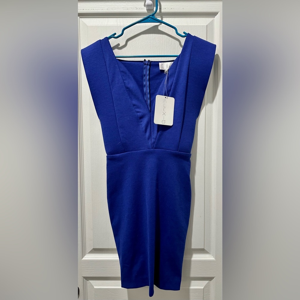 NWT Alexis Sleeveless V-Neck Structured Bodice Royal Blue Mini Dress